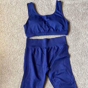 Fabletics Royal Blue Sports Bra & Leggings Size L New